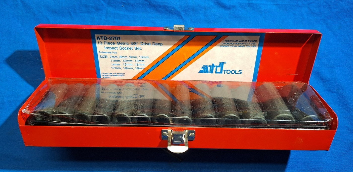 ATD Tools 2701 13 pc 3/8″ drive METRIC deep 6 point impact socket set 7mm-19mm
