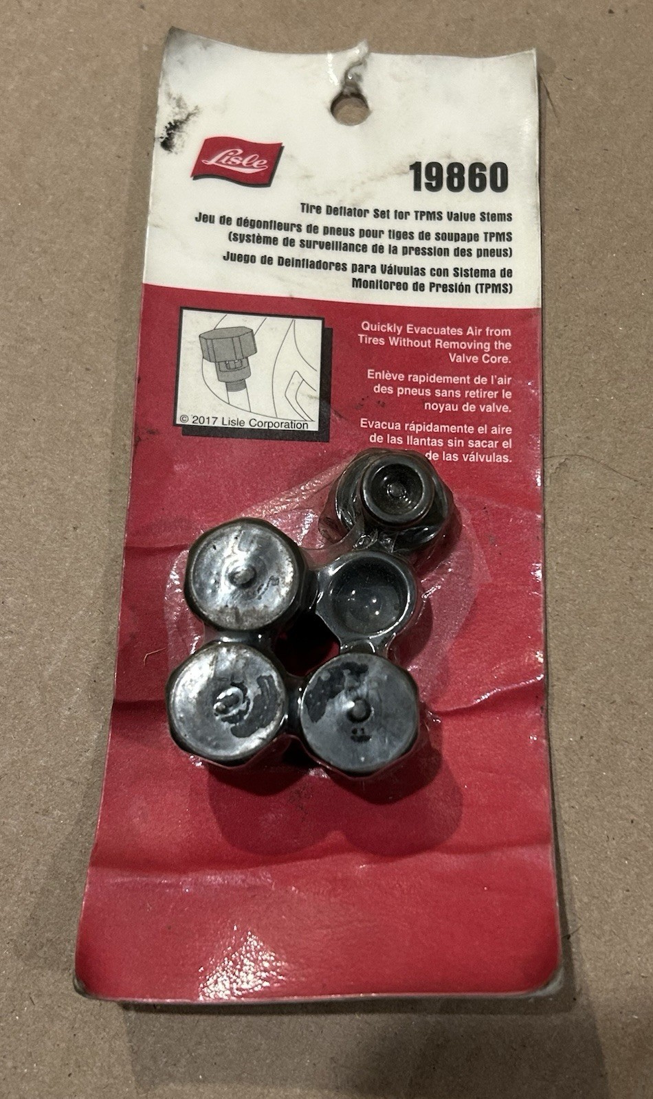 NOS. Lisle 19860 – Tire Deflator Set for TPMS Valve Stem Servicing Tires