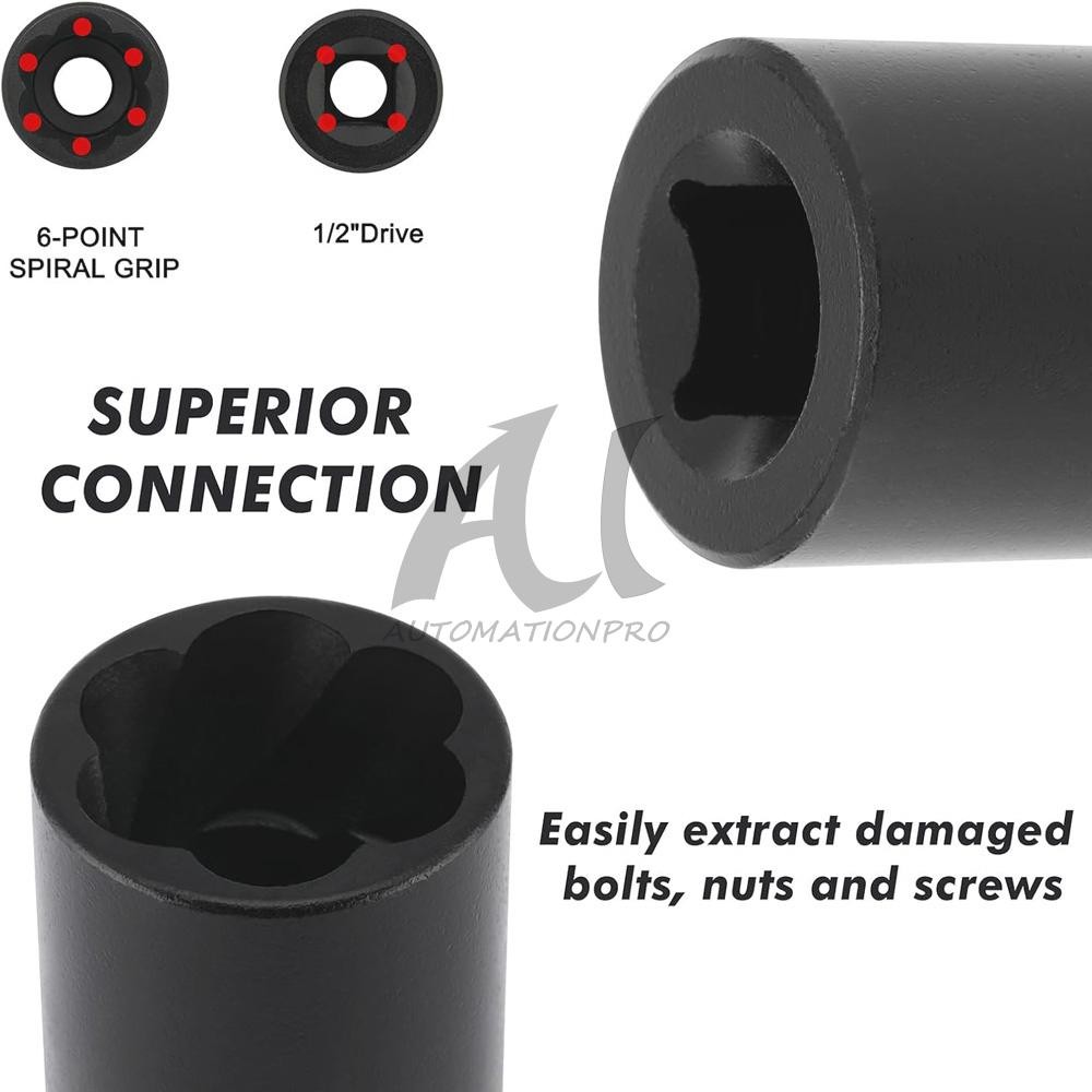 5Pcs Twist Socket 1/2” Drive For Wheel Lug Nut Damaged Removal and Extractor US