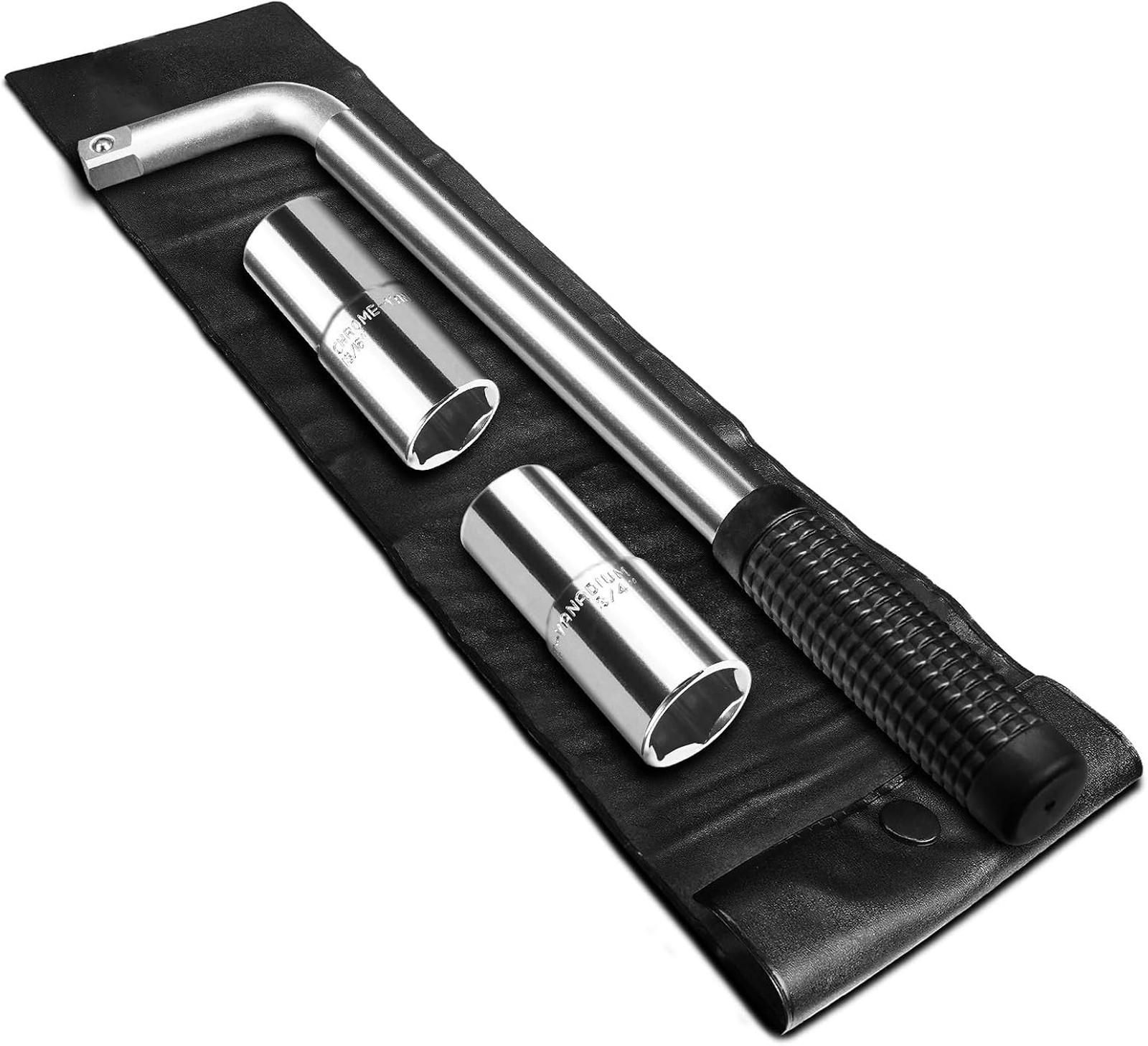 Telescoping Lug Wrench with Chrome Vanadium Steel Sockets 17mm 19mm 21mm 22mm