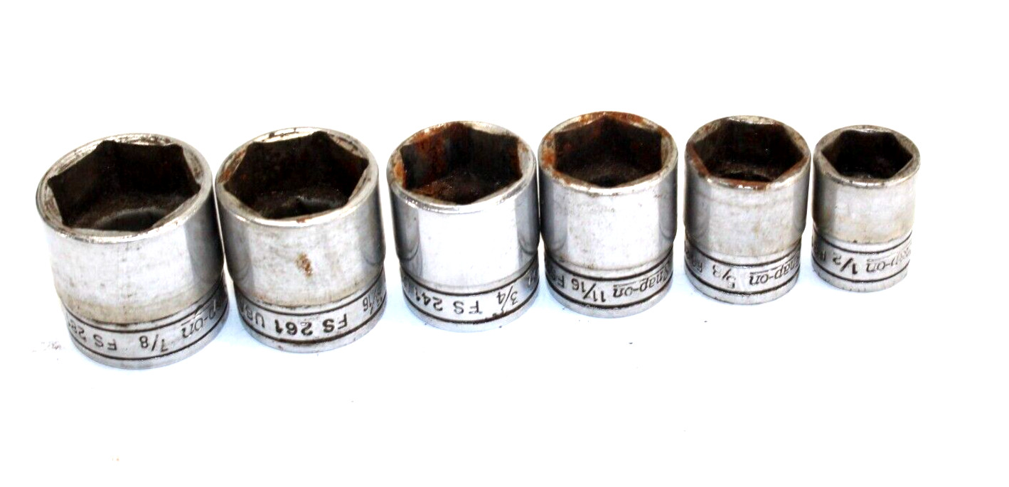 VINTAGE Snap On 3/8″ Drive FS161 – FS281 Socket SET 6 Point Short Well -T