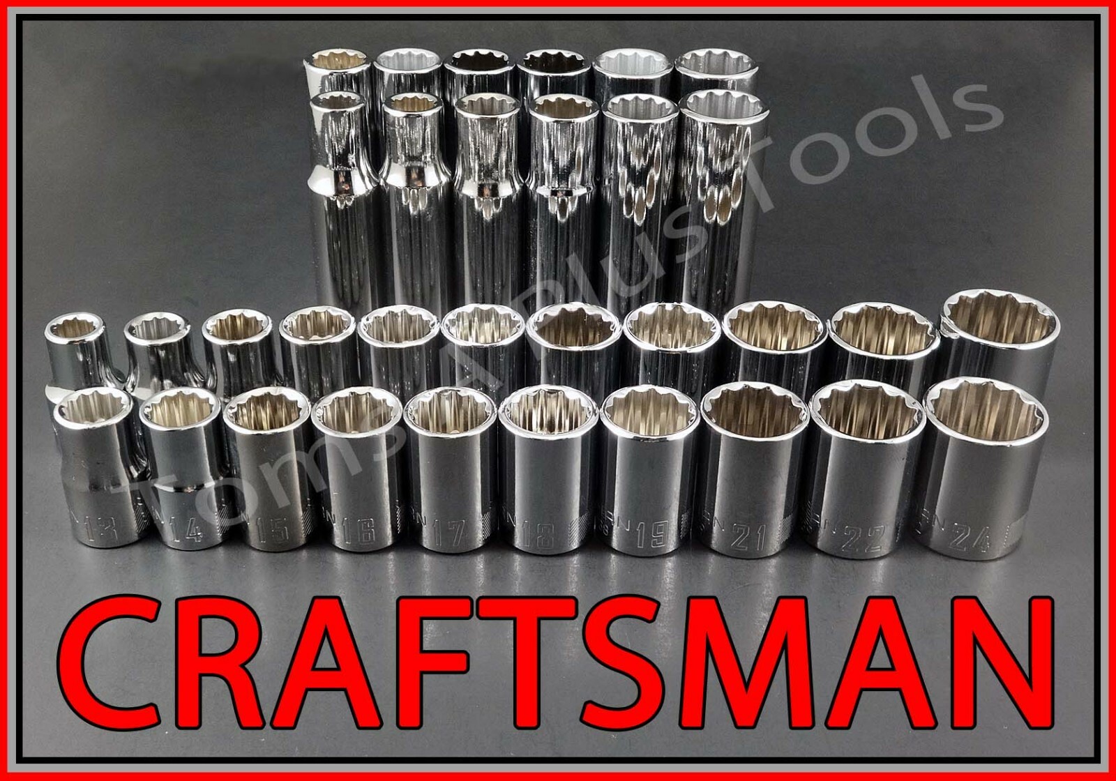 CRAFTSMAN TOOLS 33pc Short & Deep 1/2 SAE METRIC 12pt ratchet wrench socket set