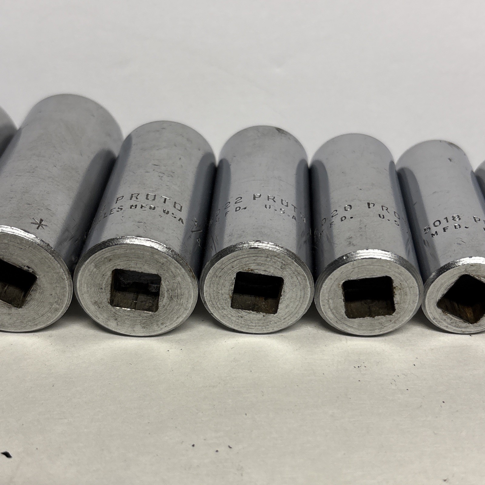 PROTO 3/8” Ratchet No. 5249 & PROTO 9 Piece 3/8” Drive Deep 12pt. Sockets U.S.A.