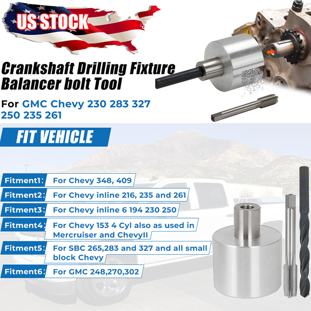 Crankshaft Drilling Fixture Balancer Bolt Tool For GMC Chevy 230 348 409 350 283