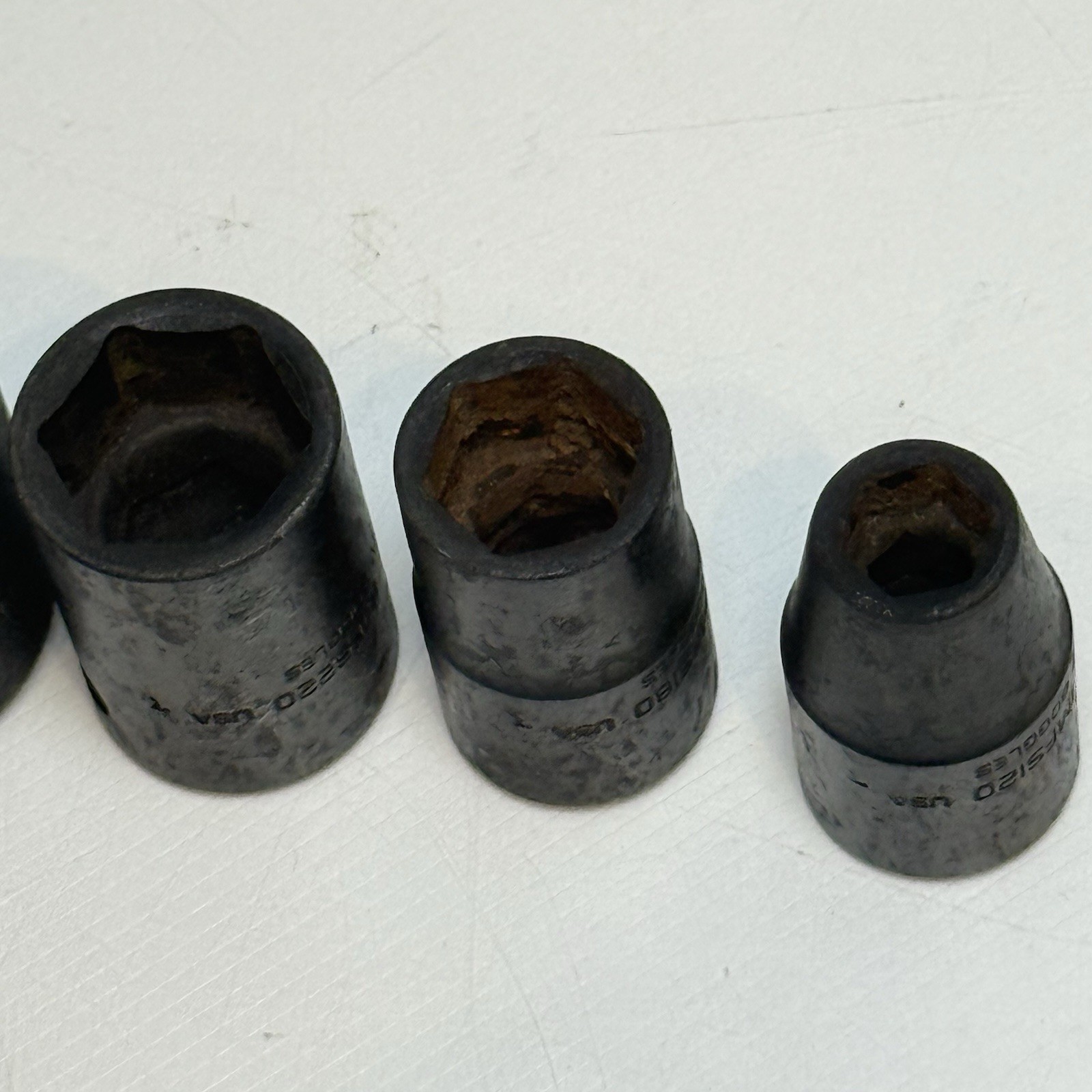 Snap On 1/2″ Drive 7/8″ 13/16″ 11/16″ 7/16” 3/8” Shallow Impact Sockets Lot of 5