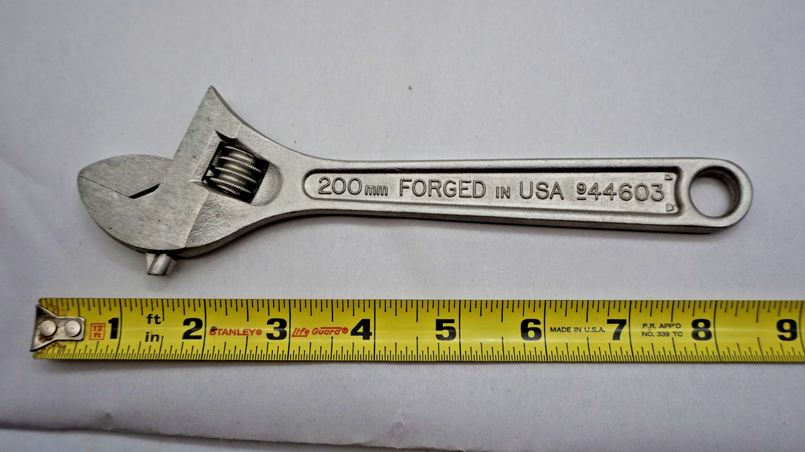 NOS Craftsman 44603 Made In The USA 8″ 200mm Adjustable Wrench New Old Stock !!
