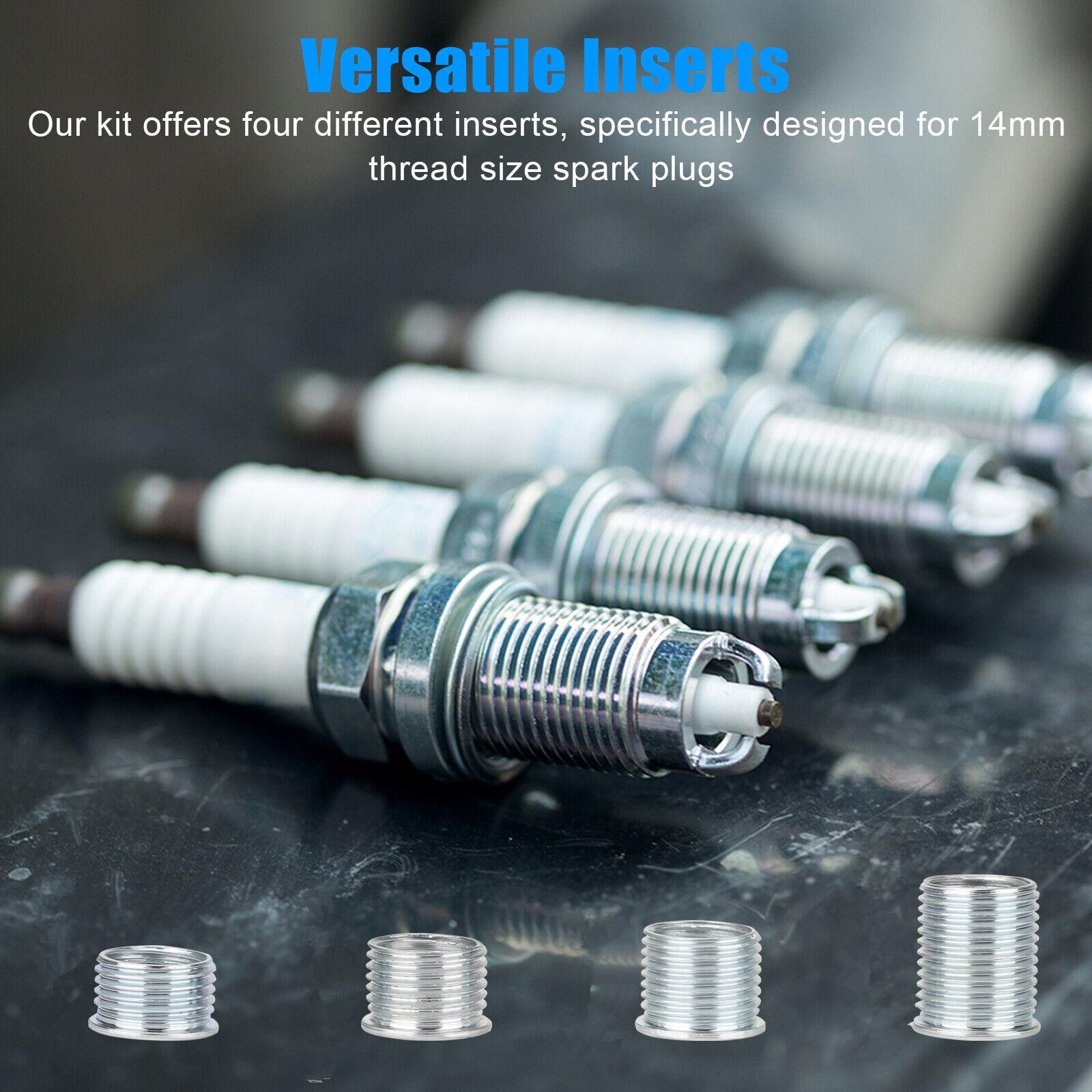 14mm Spark Plug Rethread Thread Repair Tool Reamer Tap Inserts Kit M14 x1.25