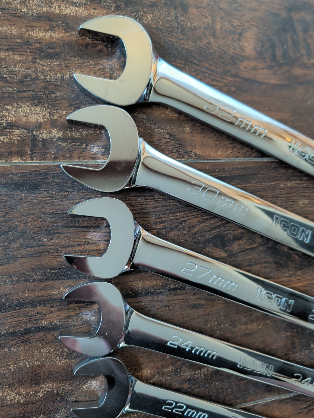 ICON 6 Pc Set METRIC REVERSIBLE RATCHETING COMBINATION WRENCHES 32mm-21mm