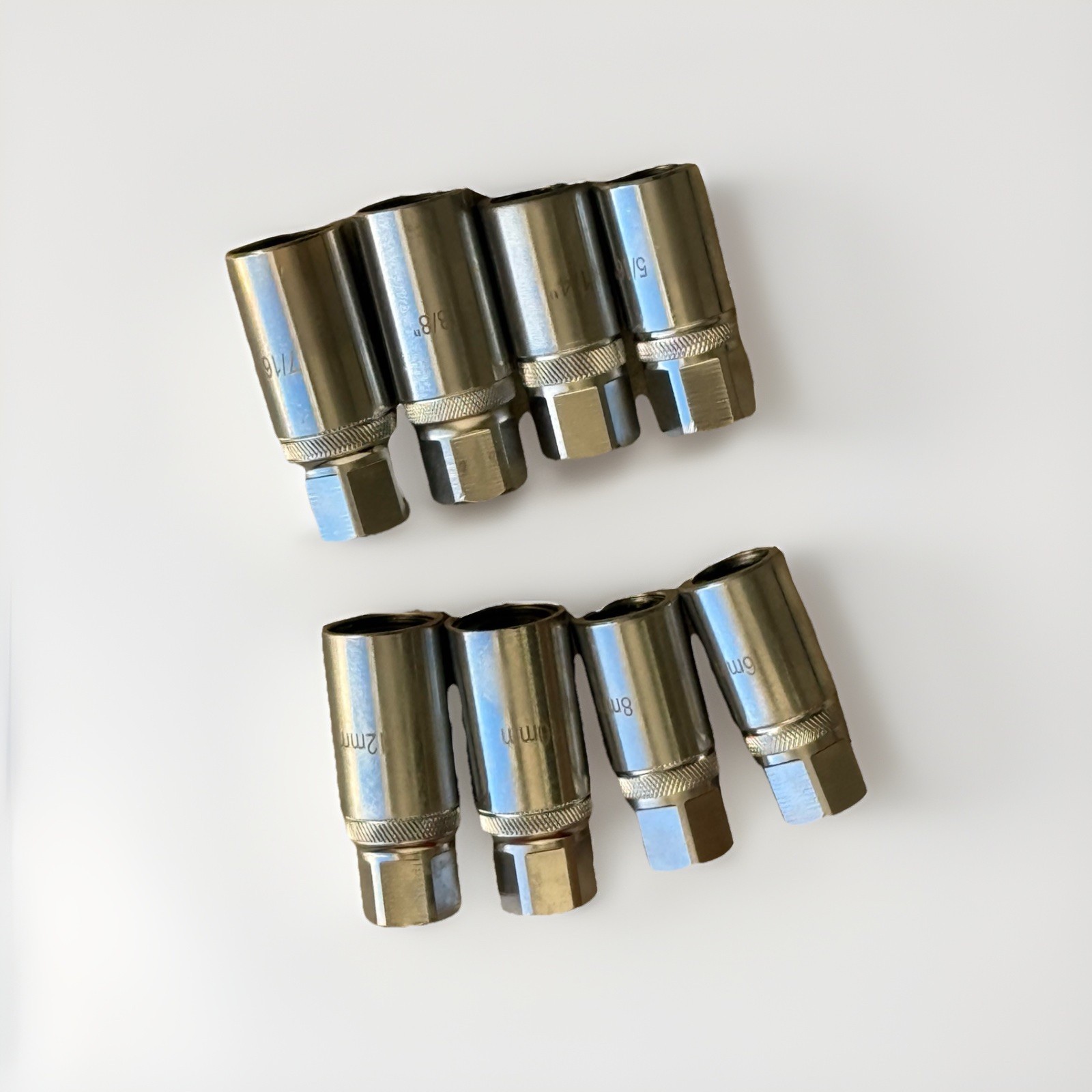 8pcs SAE/MM Socket Stud Screw Extractor Removal Installer w/Inner Roller Grip