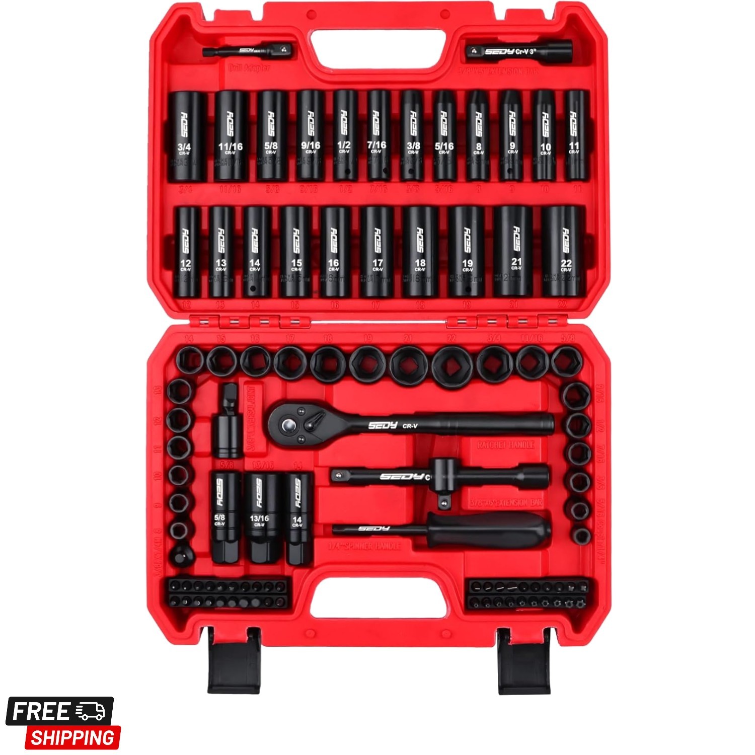 Durable 3/8″ Drive Impact Socket Wrench Set – Complete 96-Piece Collection