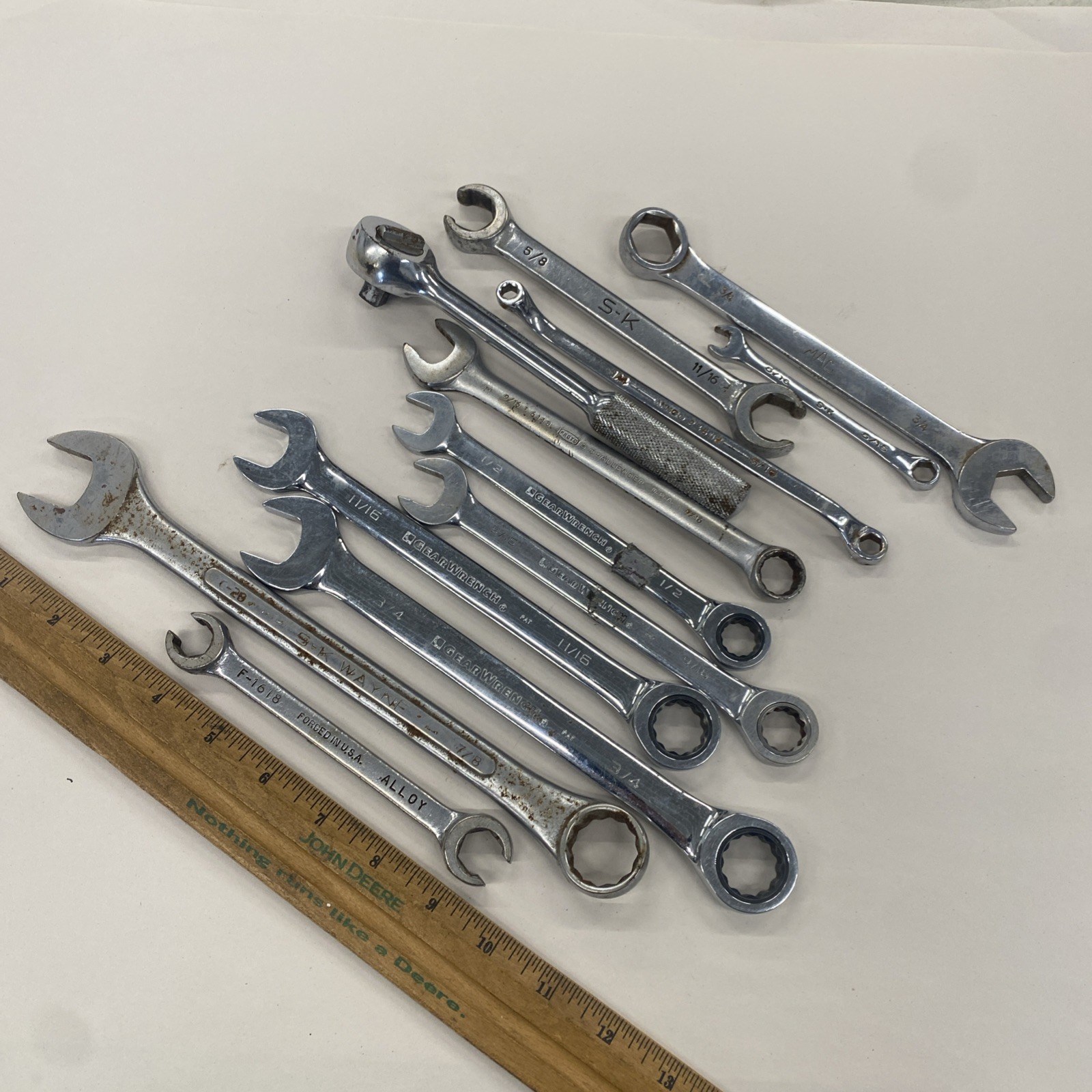 VINTAGE S-K, SK, GearWrench Mac etc. Wrenches/Ratchet Lot of 12, USED READ M0402