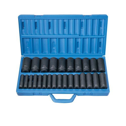 Grey Pneumatic 1326MD Socket Set 1/2″ Drive Deep Length Metric, 26 Pieces