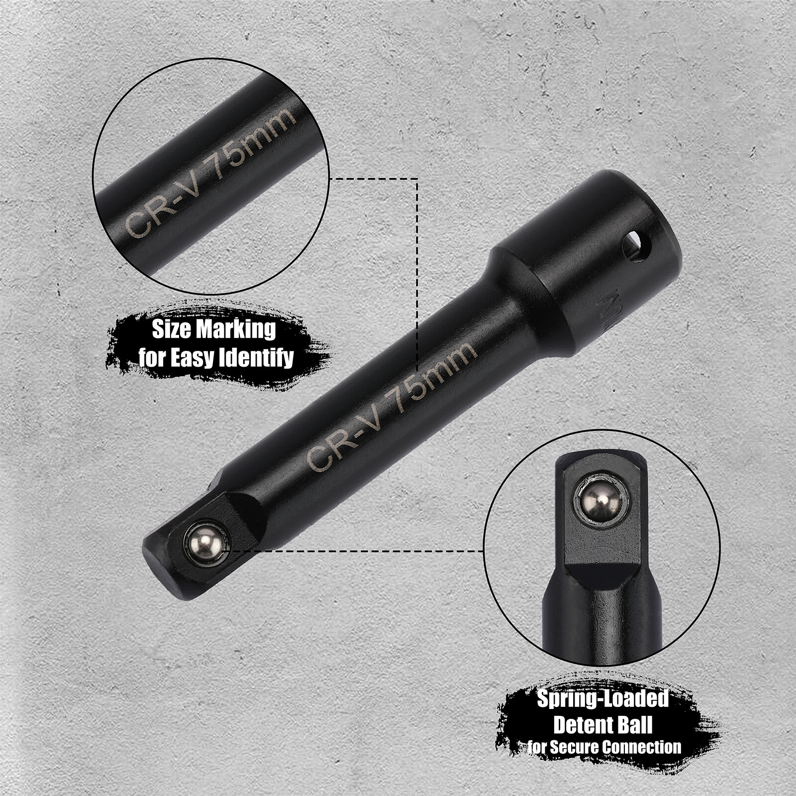 1/4″,3/8″,1/2″ Drive Extension Bar Set, CR-V, 9 PCS Socket Extension Bars