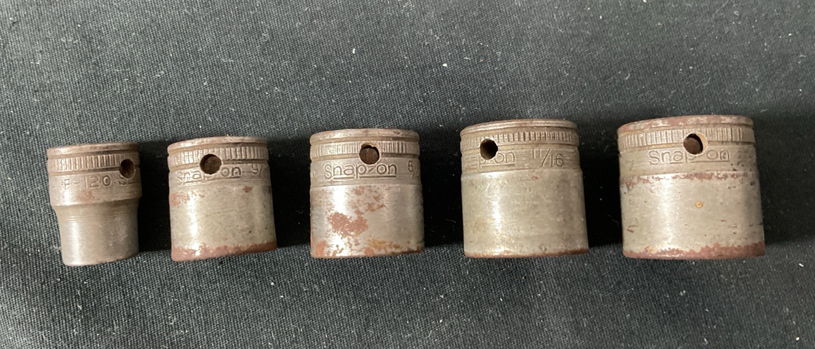 Snap-On 3/4in. Drive Vintage Sockets Lot of 5 3/8 9/16 5/8 11/16 3/4in. F Series
