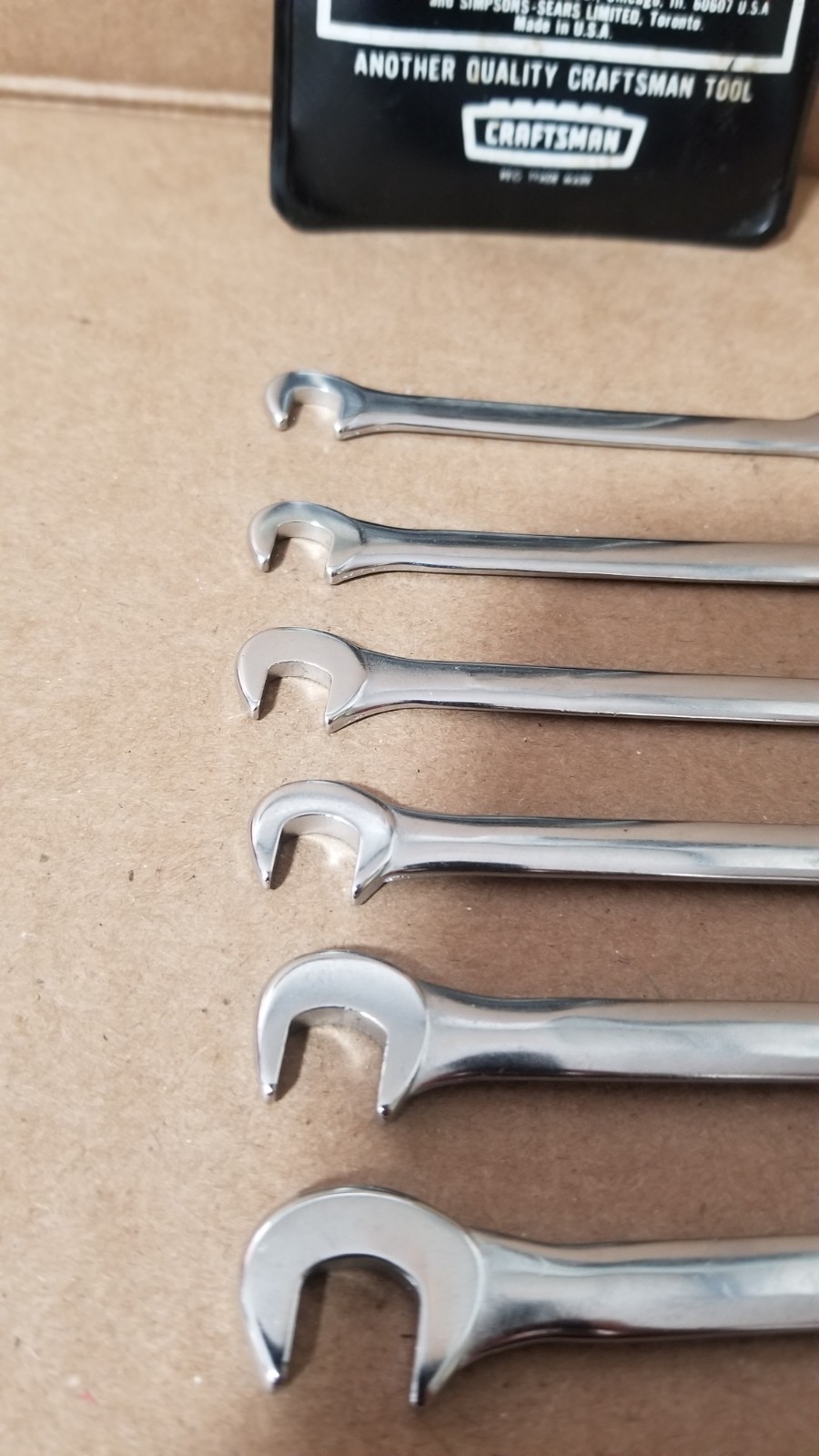 VTG Sears Craftsman 9_4306 Super-tuff Steel 8-Piece Open End Ignition Wrench Set
