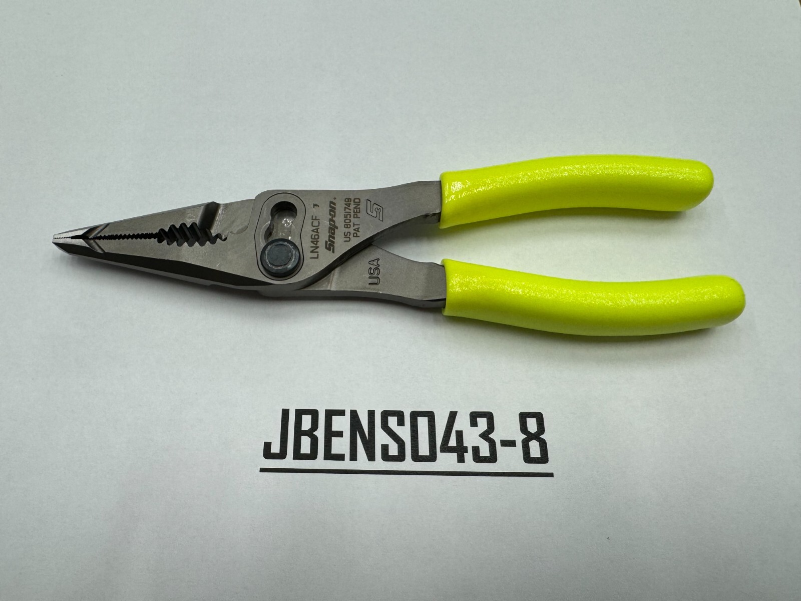Snap-On Tools USA NEW HI-VIZ 7″ Soft Grip Long Nose Slip Joint Pliers LN46ACFHV