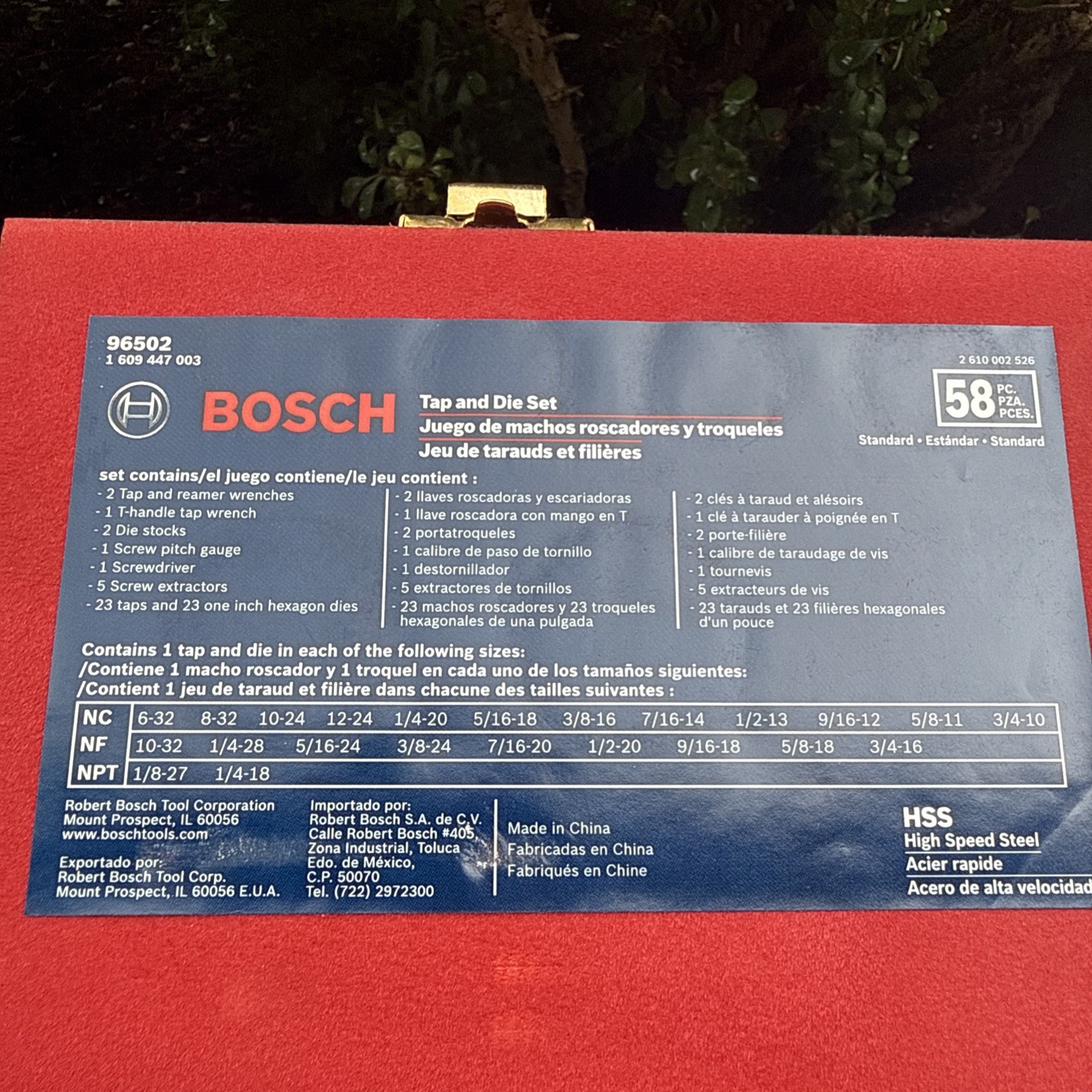 Bosch 96502 HSS High Speed Steel 58-Piece Tap & Die Set (COMPLETE)