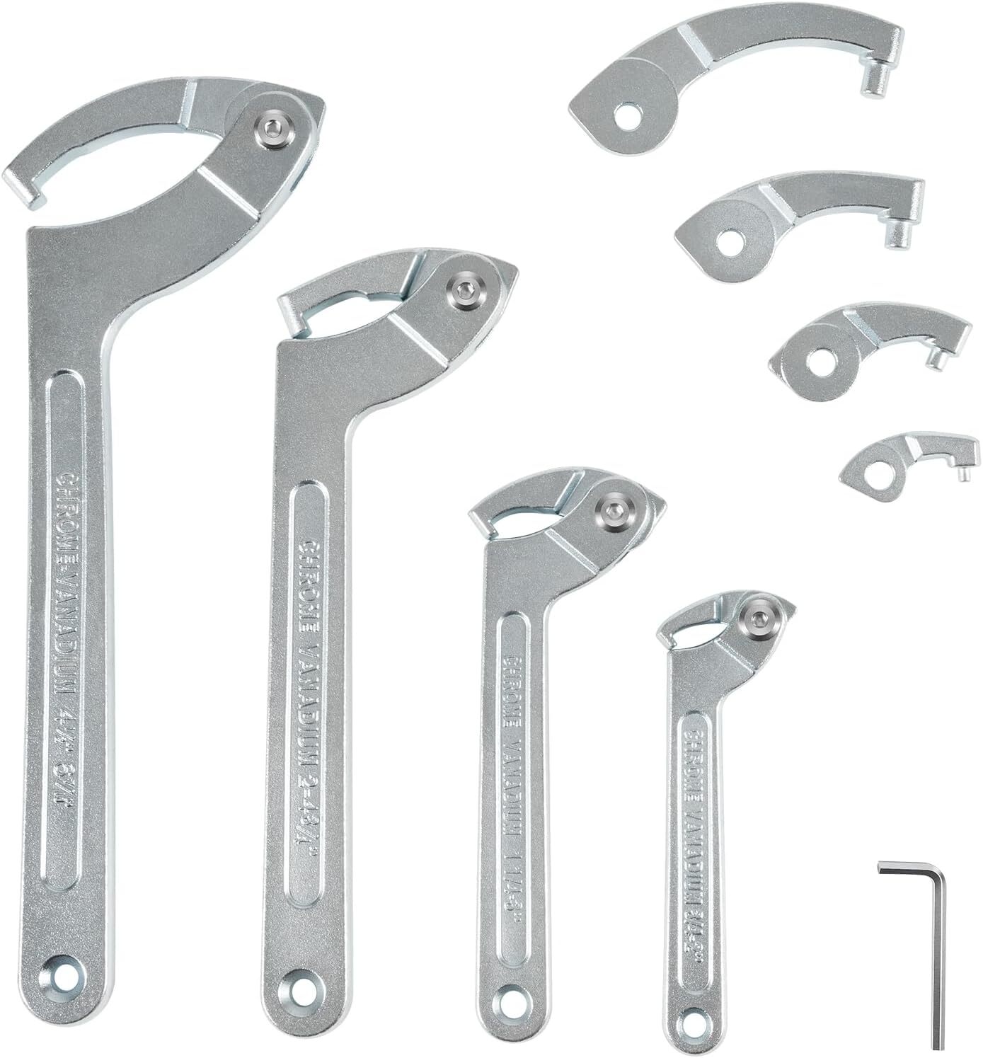 8 Pack Adjustable Hook C Pin Spanner Wrench Tool Set Nut Wrench 3/4″ to 6-1/10″