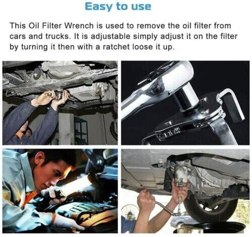 Two Way Oil Filter Wrench Removal Tool Fully ADJustable 2-3/8″ to 5″ Heavy Duty