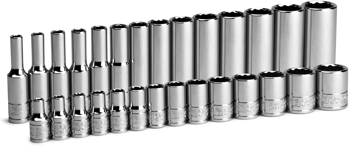 1/4 In. Drive 12-Point Shallow and Deep Socket Set, Metric, 4 to 15 Mm, 28-Piece