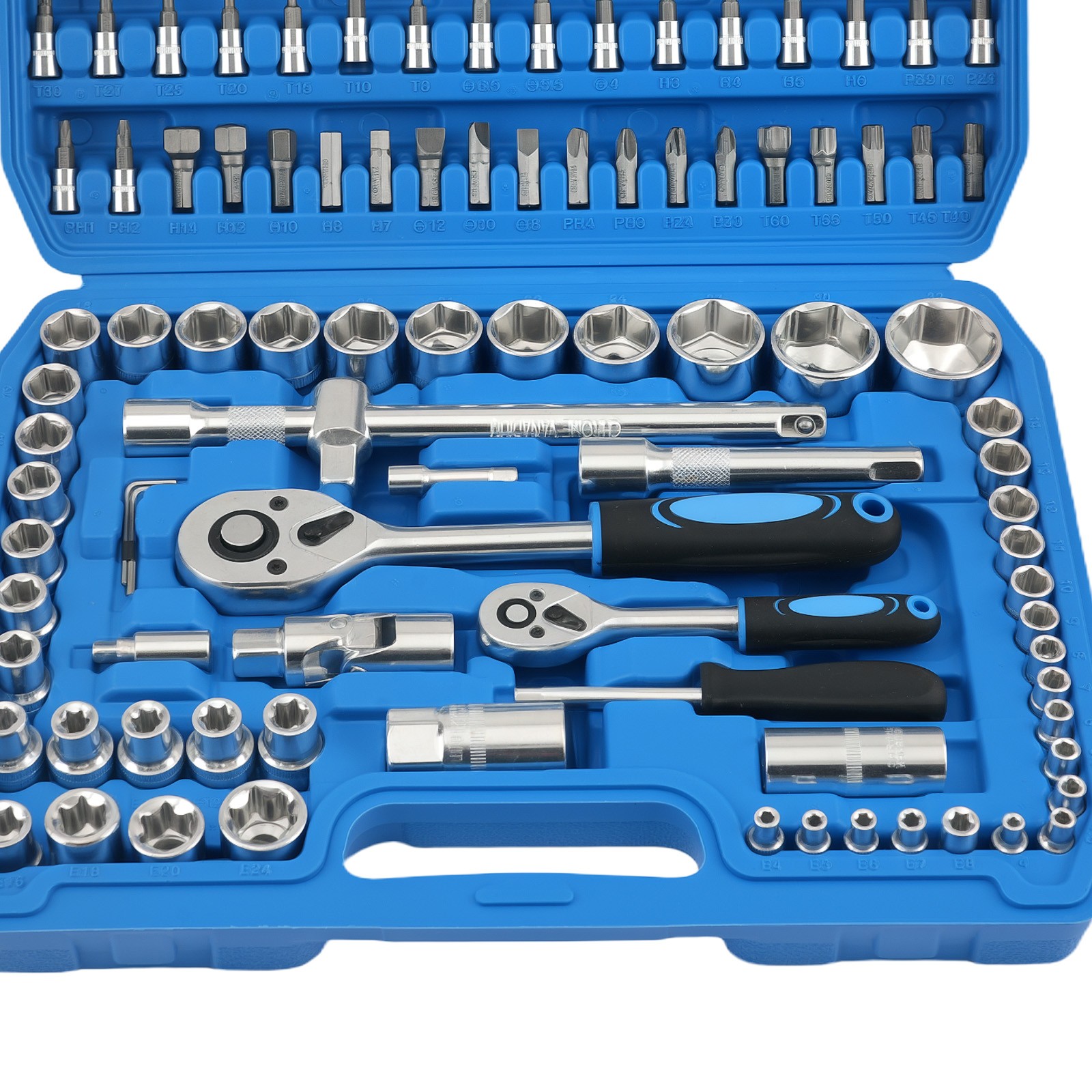 108PCS Tool Repair Set 1/2 1/4 Drive CR-V Ratchets Sockets 10-32mm Kit