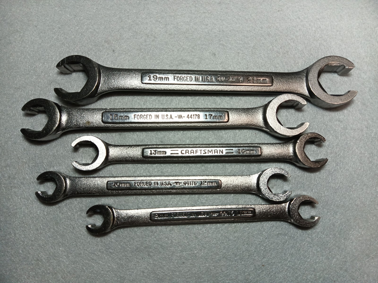 Sears Craftsman USA 5Pc METRIC Flare Nut Line Wrench Set – VV, VA 9mm-21mm