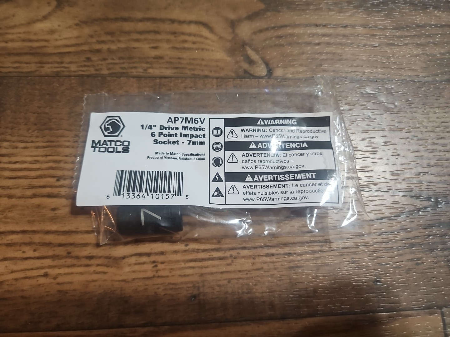 MATCO TOOLS ADV AP7M6V 1/4 DRIVE, 7MM. IMPACT SOCKET SHALLOW 6 PT Packaged NEW