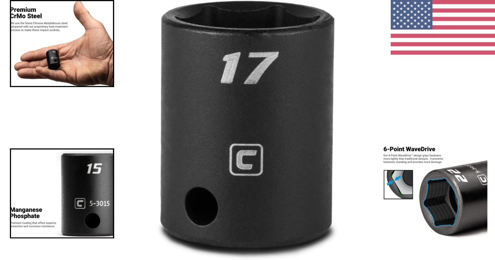17 mm Impact Socket – Chrome Molybdenum Steel, 6-Point Drive for Tough Tasks