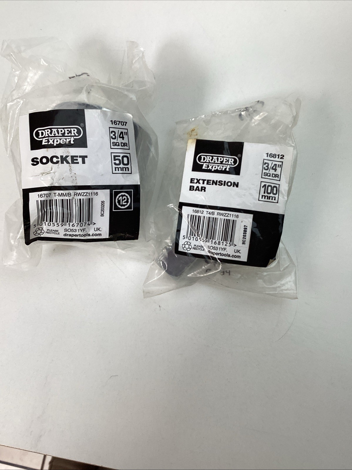 Draper Expert Chrome 3/4” Drive 12 Point 50mm Socket & 3/4” 100mm Extention Bar