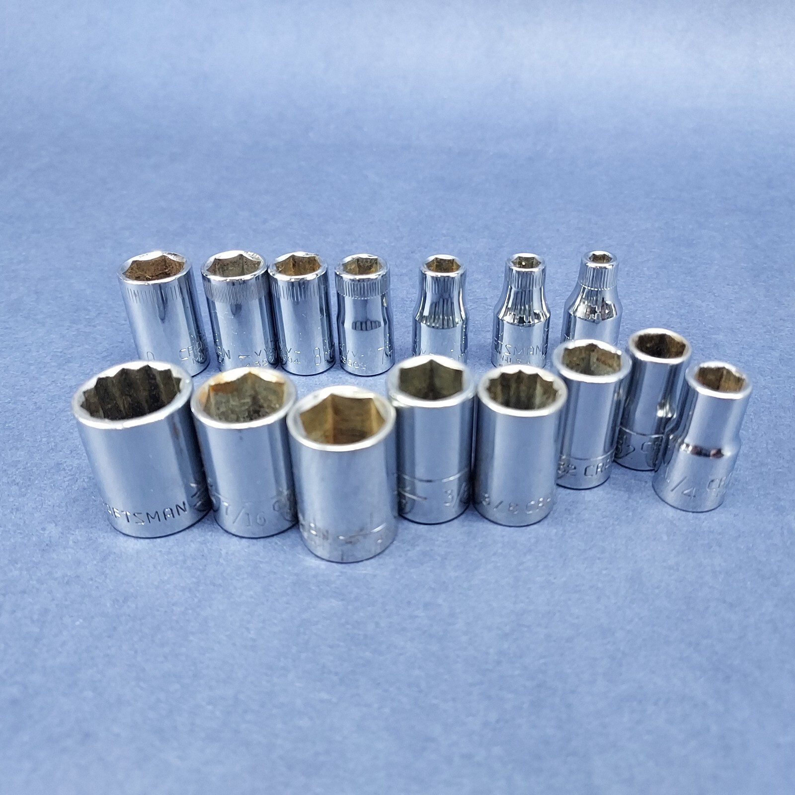 Craftsman 15 Pc Metric & Sae 1/4 Inch Socket Lot 6pt & 12pt V VV G