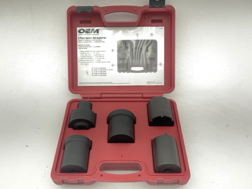 USED #42 OEM Tools 27174 1/2″ Drive 5-Piece 4WD Spindle Nut Remover Socket Tool