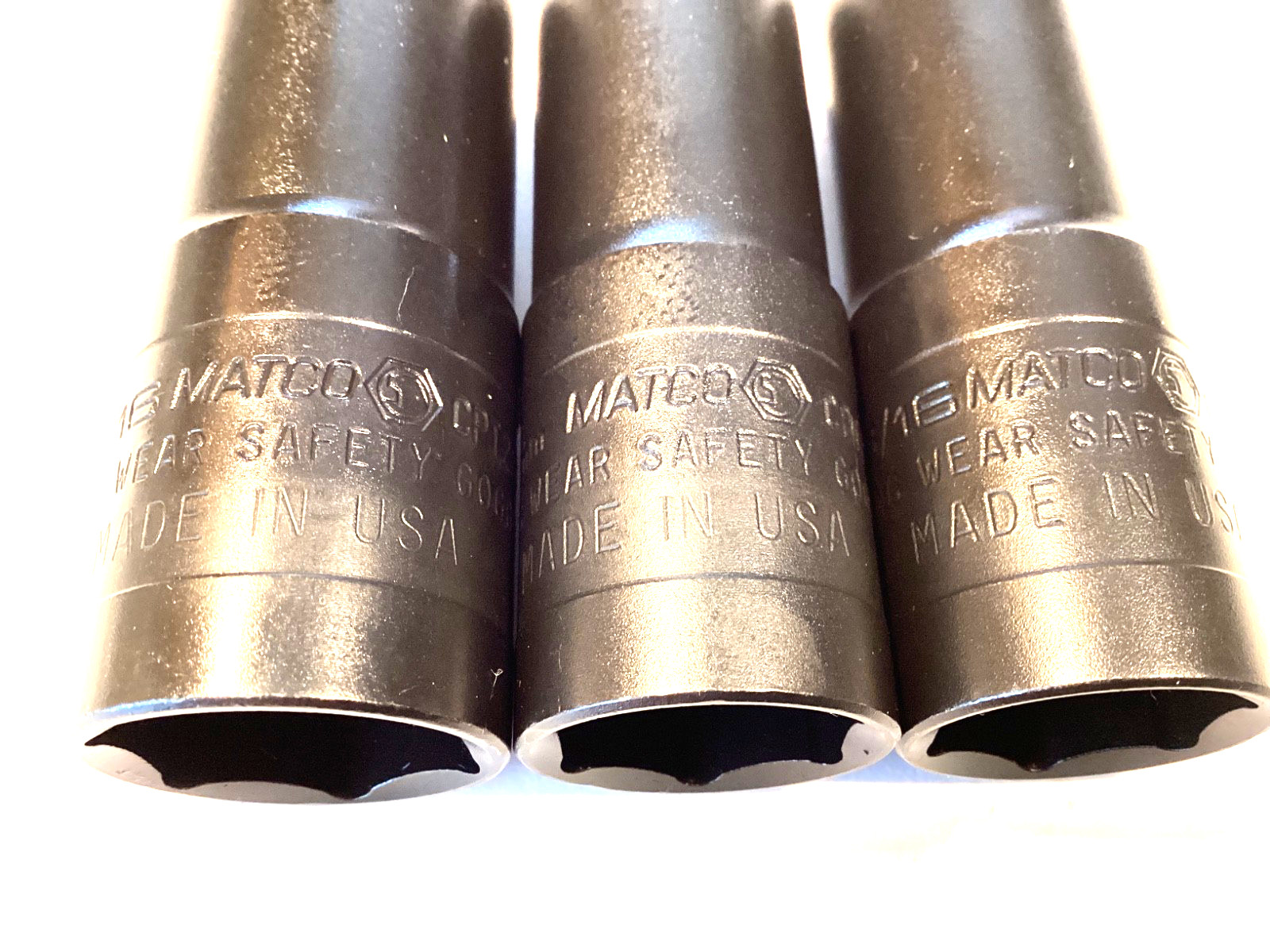 Matco Tools SCPT36PTB NEW 3 Piece 1/2” Drive 6Pt THIN WALL Flip Socket Set USA