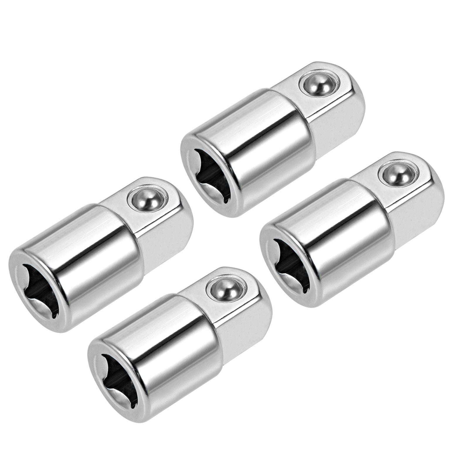 4pcs 1/4″ Drive (F) x 3/8″ (M) Socket Reducer Adapters, Female to Male, Silver