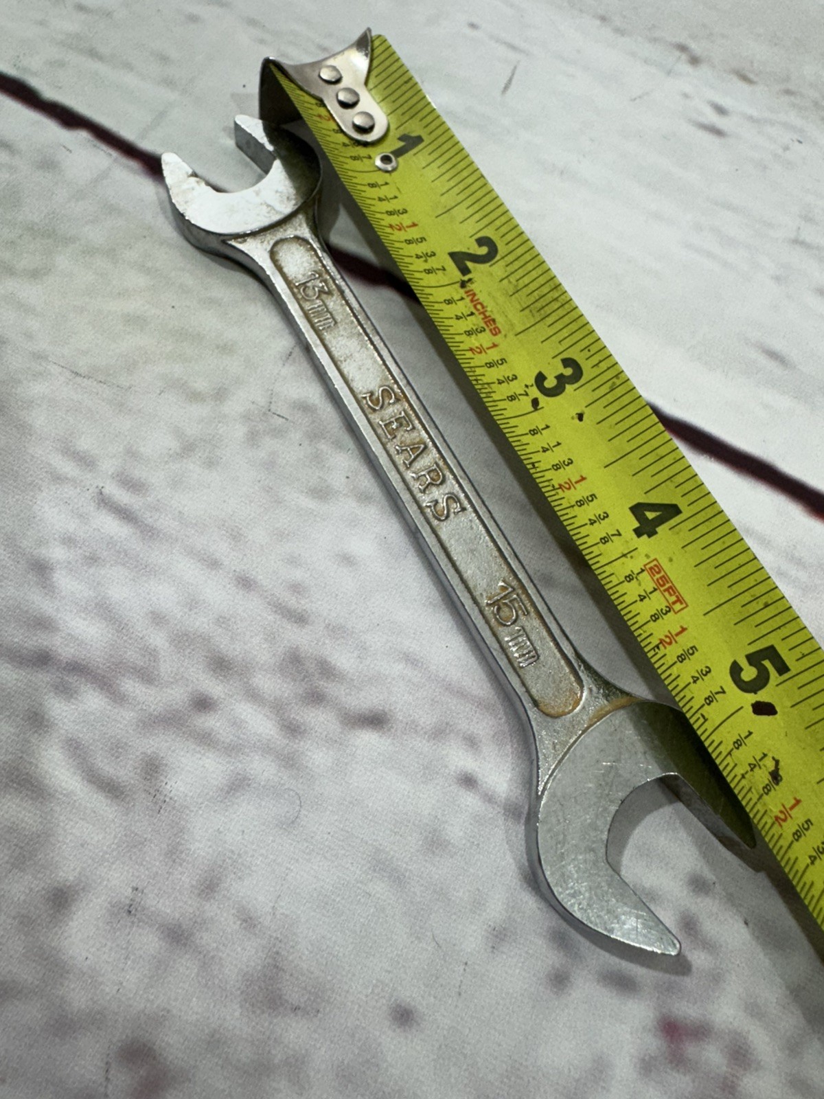 SEARS 13MM X 15MM Metric Double Open End Wrench vintage Tool Craftsmen BF Japan