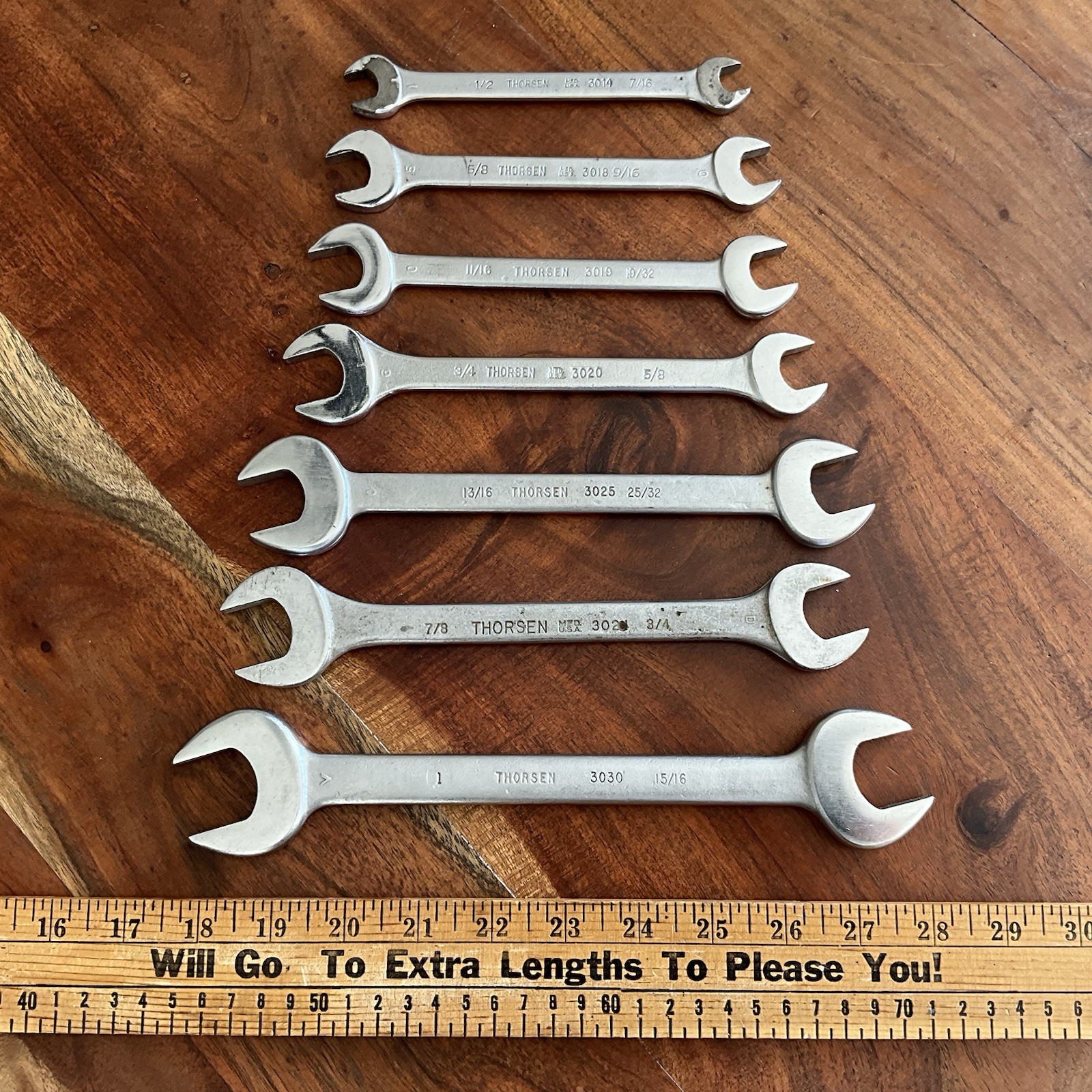(7) Vintage Thorsen Open End Wrench Set 7/16″ to 1″ Made in the USA