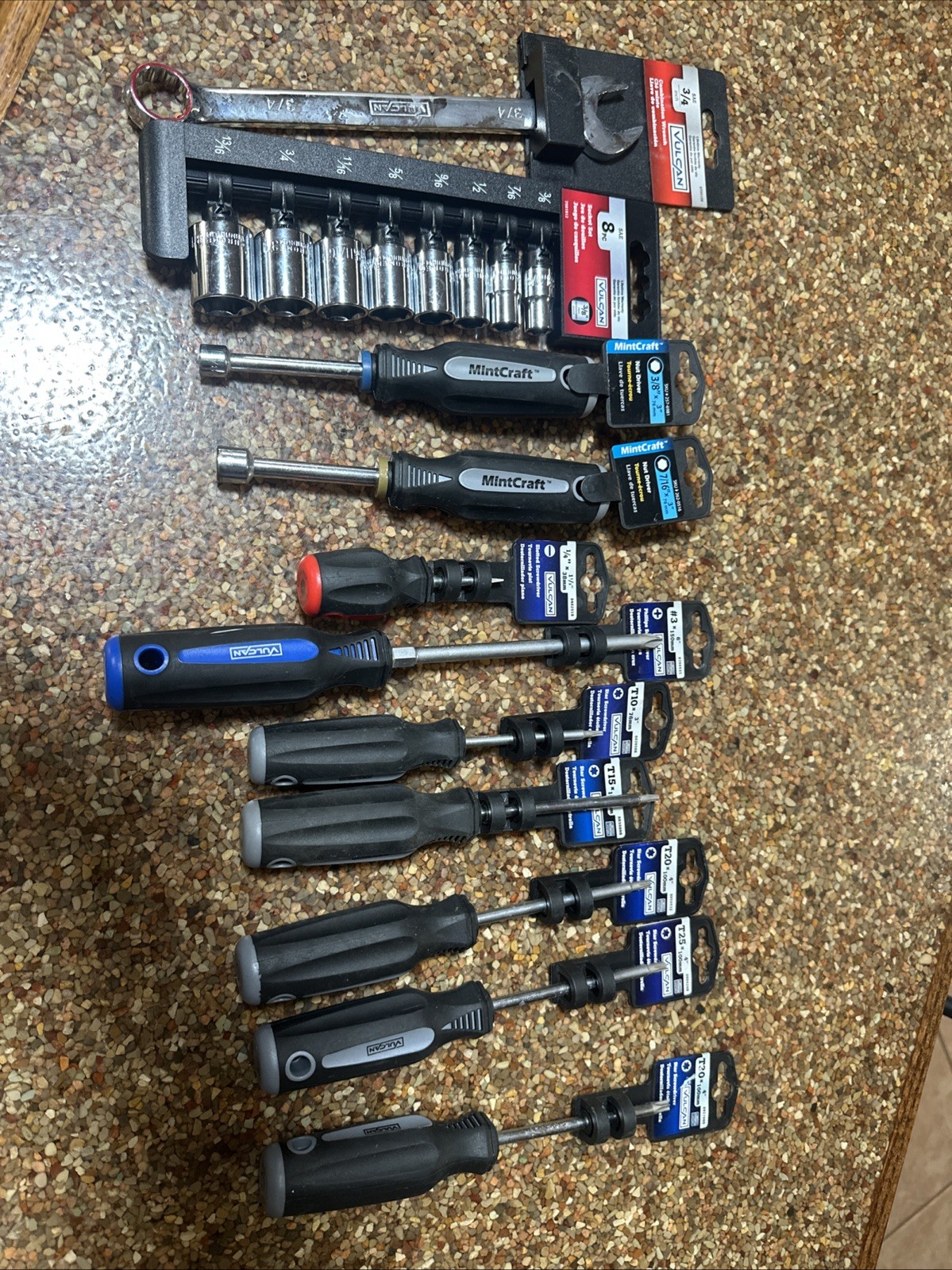 Lot Of 11 Mechanic Tools Sockets Drivers Wrench Star Screwdrivers Vulcan NOS