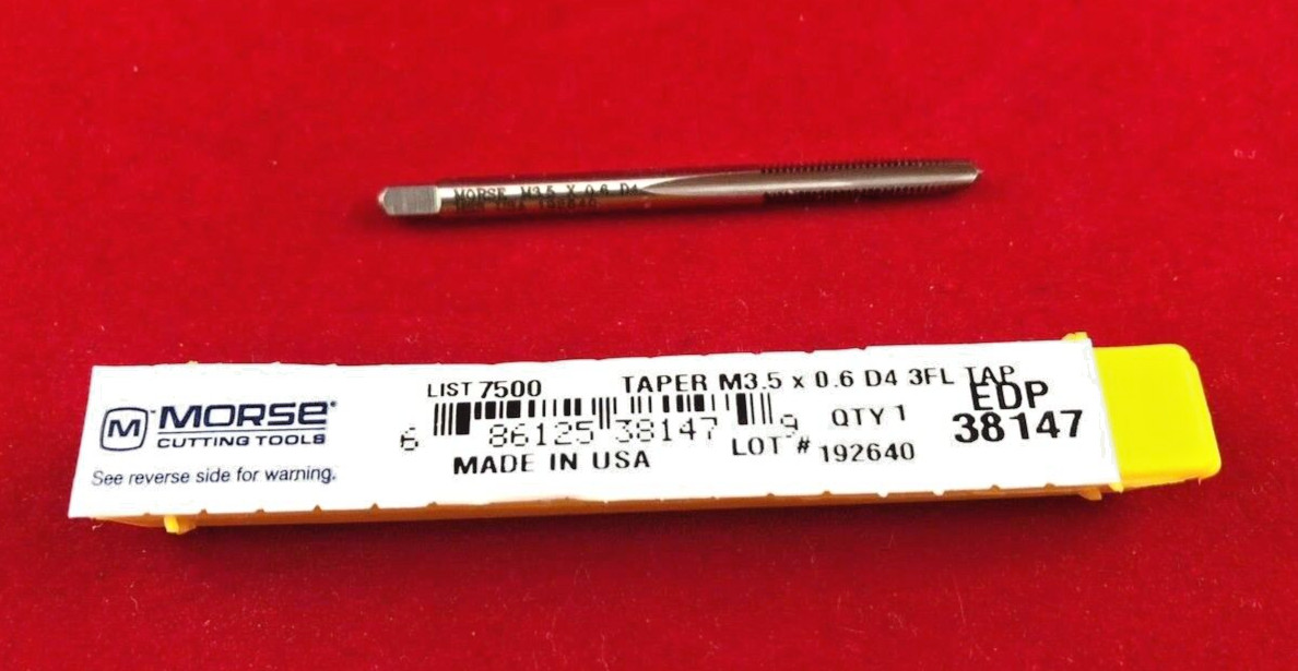 M3.5 X 0.6 Metric Taper Tap Morse MT3838147 3.5MM CS 3FL RH D4 USA