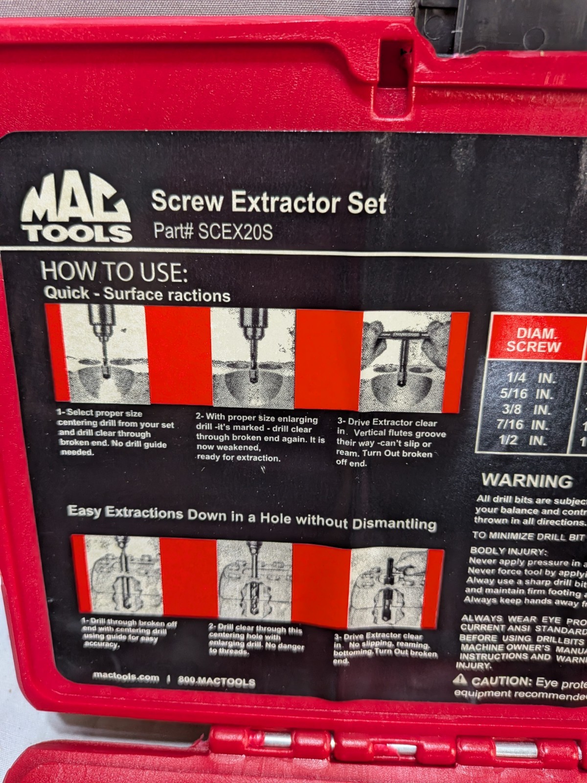 NEW Mac Tools 20 pc Screw Extractor Set SCEX20S