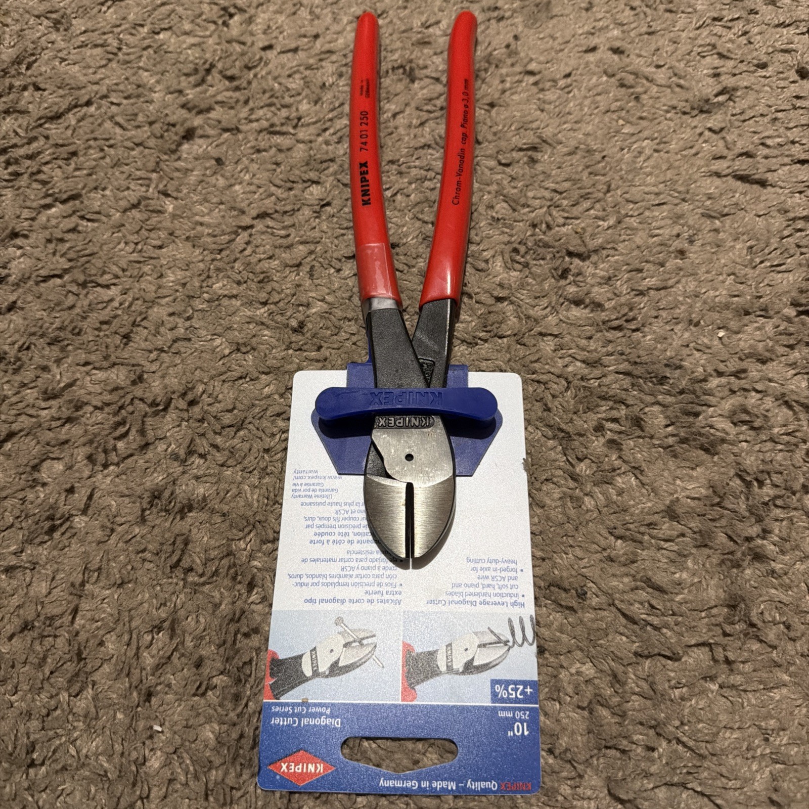 Knipex Ultra High Leverage 10″ Diagonal Cutting Pliers, Made in Germany #7401250