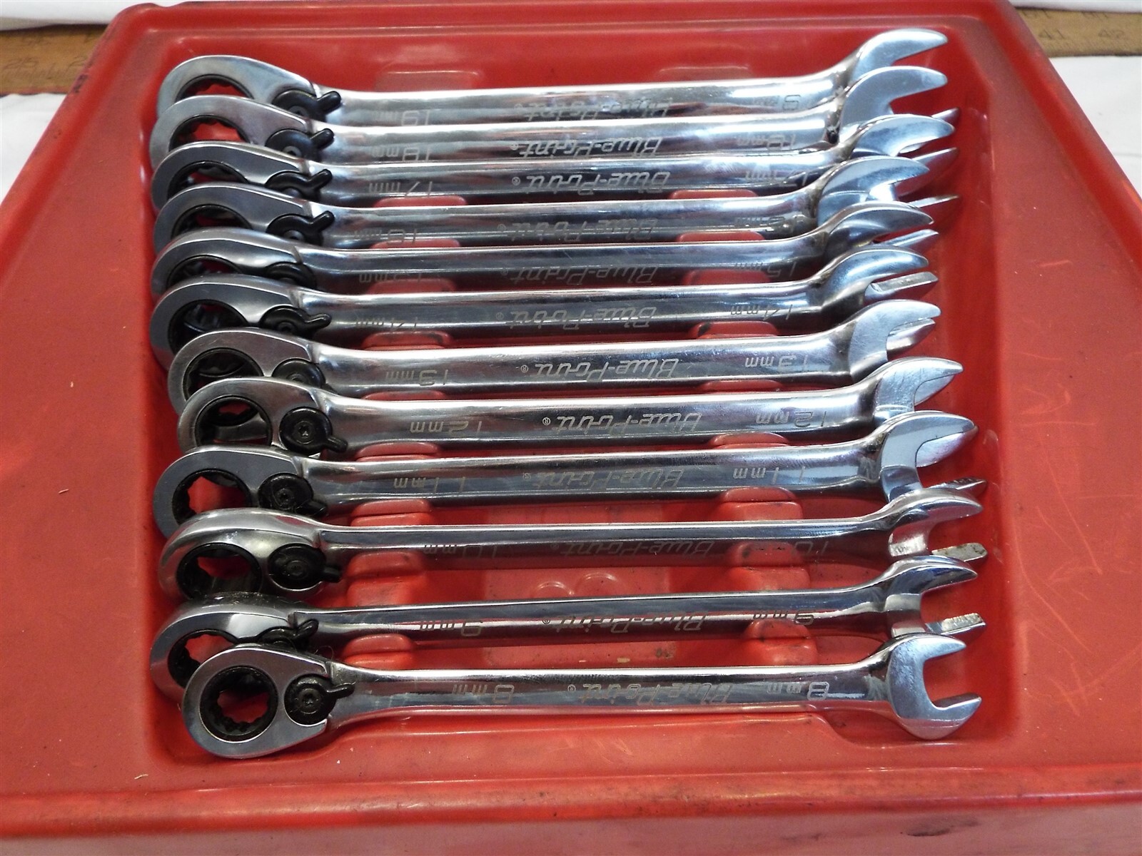 Set 12 Blue-Point Reversible Ratcheting Wrench Metric Combinaiton Tool BOERM712