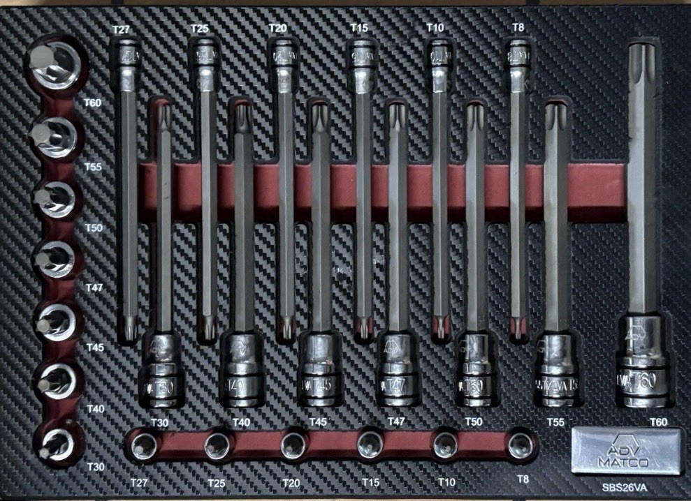 Matco Torx Bit Socket Set 1/4, 3/8 And 1/2 Drives (26 Piece Set) SBS26VA