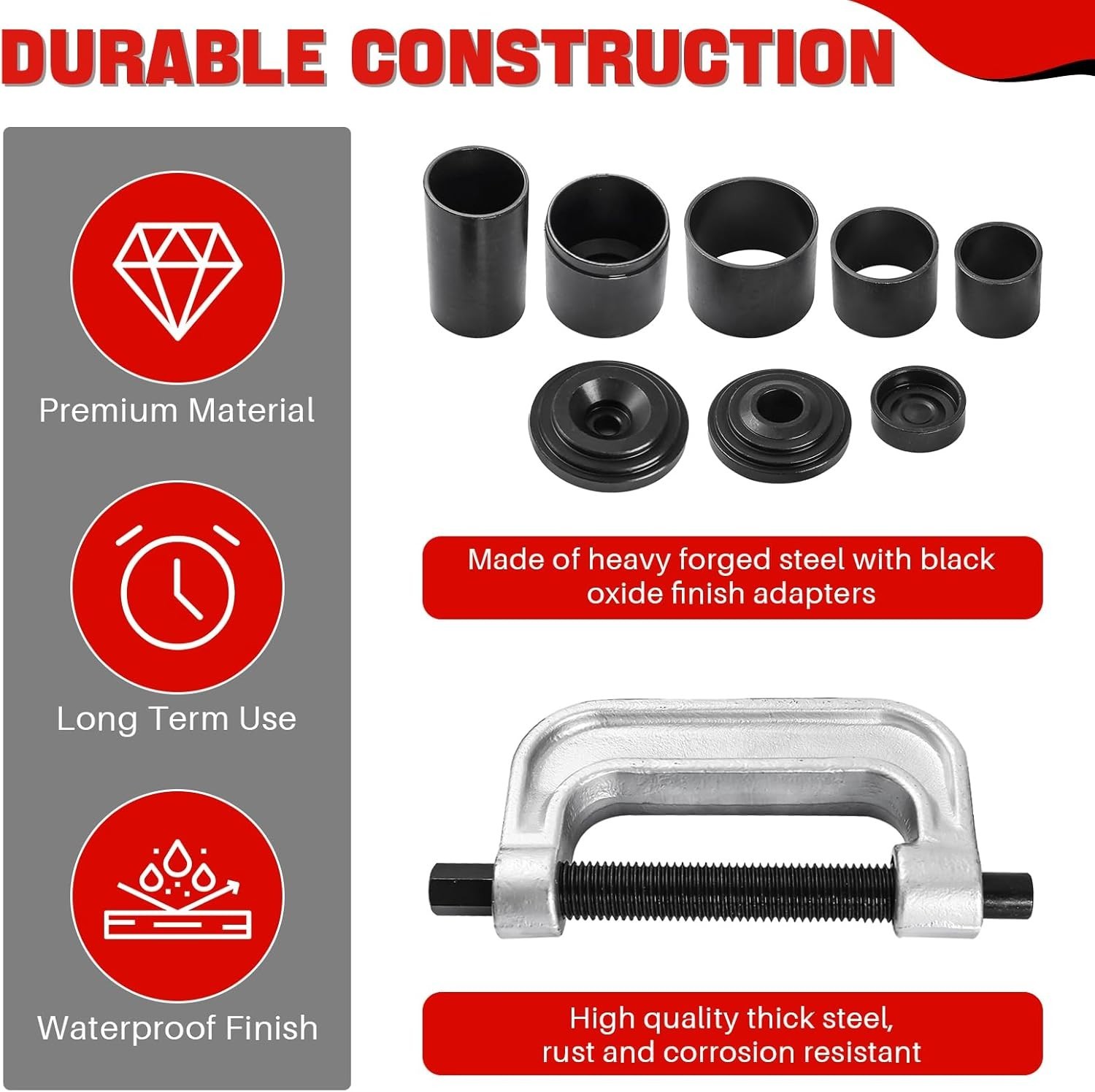Heavy Duty Ball Joint Press & U Joint Removal Kit for 2WD/4WD Vehicles – 10PCS