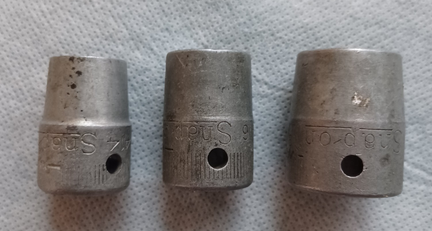 Lot Of 3 Snap On 1/2″ Drive 8-Point Double Square Sockets ~ No 414 416 & 418
