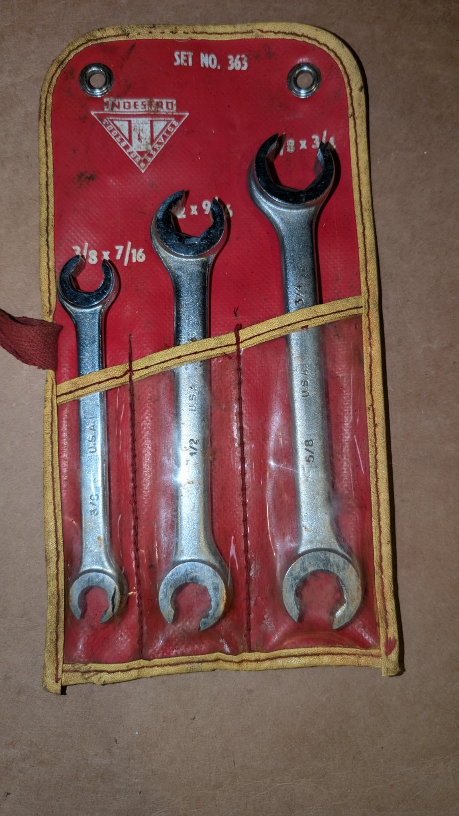 Indestro Super USA 3-piece flare nut wrench set no. 363 sae 3/8″ to 3/4″