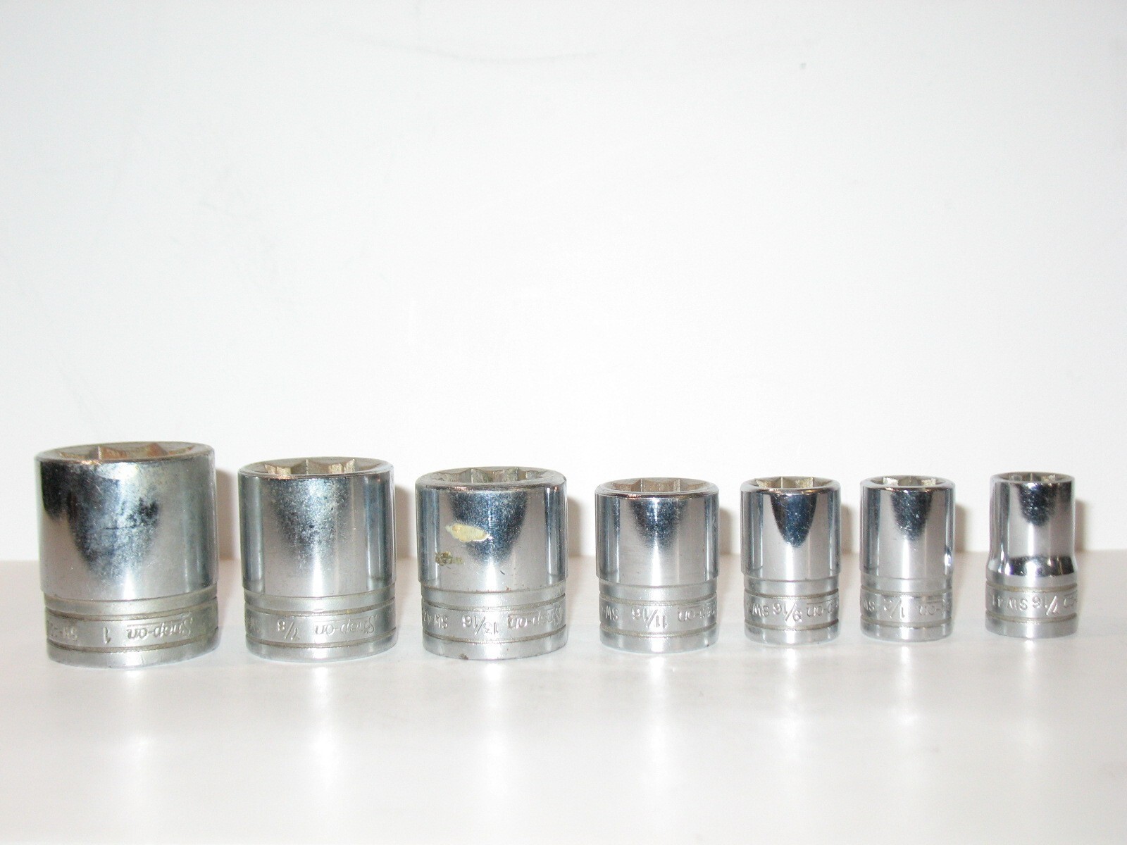 Snap-on Tools USA 1/2″ Drive 1″ 7/8″ 13/16″ 11/16″ 9/16″ 1/2″ 7/16SAE 8pt Socket