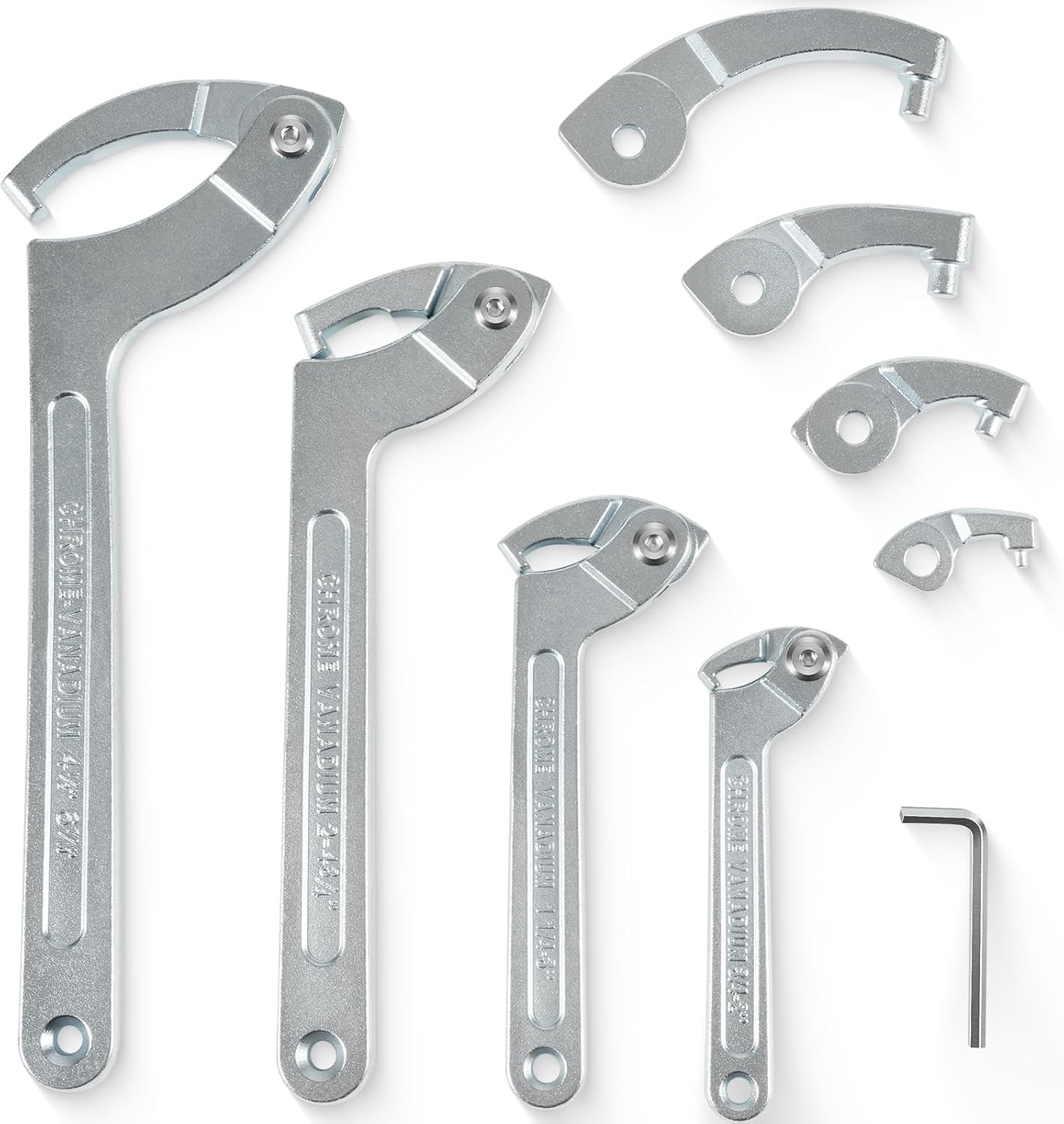 Adjustable Hook C Pin Spanner Wrench Tool Set,Nut Adjustment From3/4″ to 6-7/10″