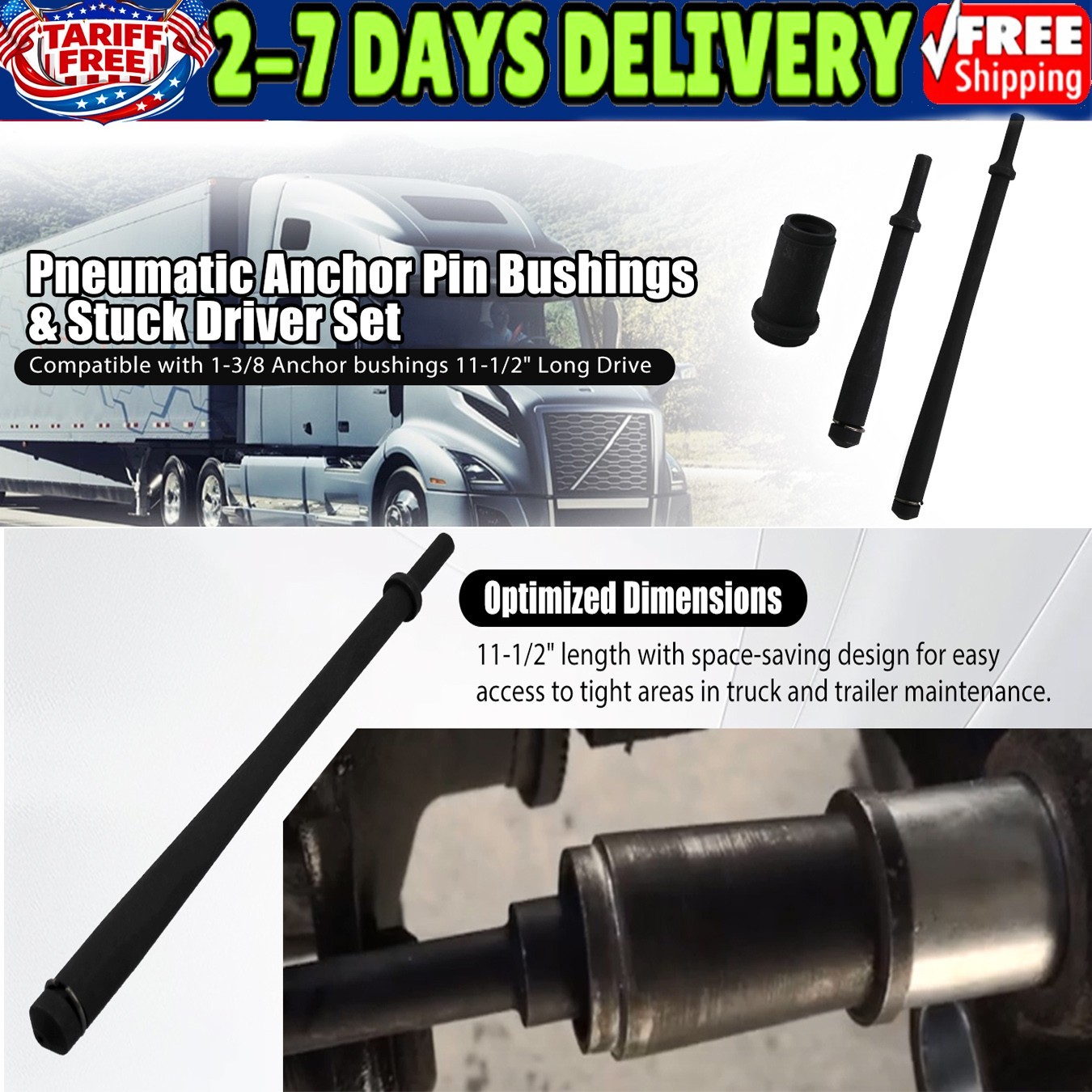 Anchor Pin Bushing Kit Long and Short Drivers Set with 1-3/8 Anchor bushings 11-