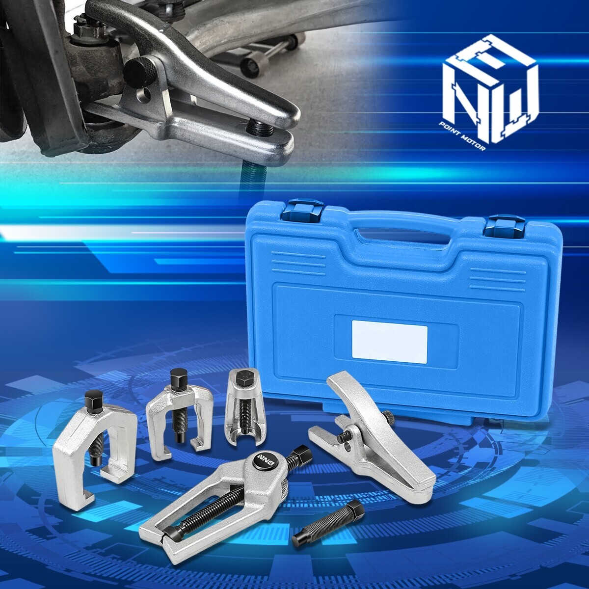 5pcs Front End Service Ball Joint Separator Tie Rod Removal Tool w/ Case Blue