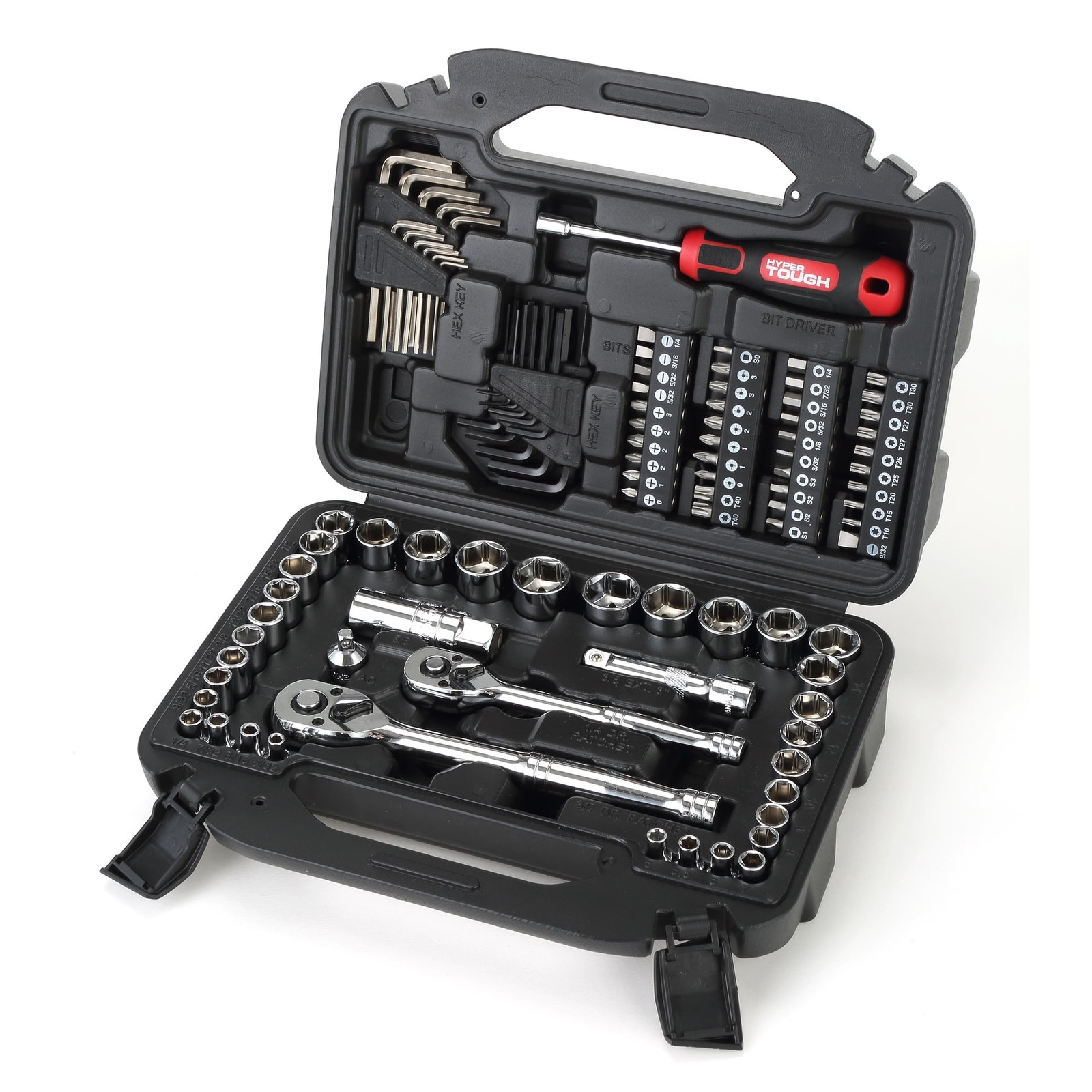 Hyper Tough 110-Piece Drive Mechanic Socket Set, SAE & Metric