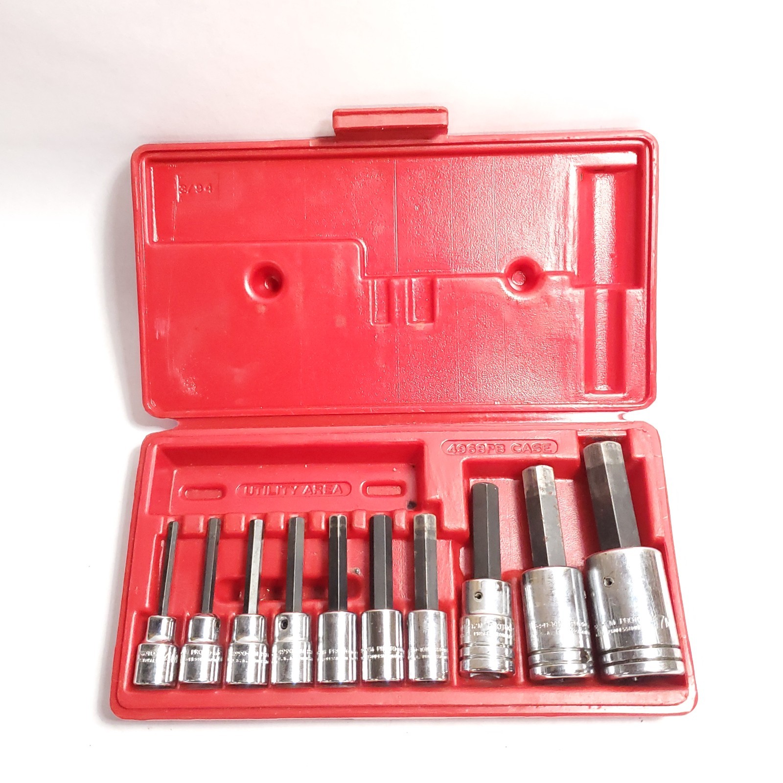 PROTO 52210 3/8 in. & 1/2 in. Drive Metric Hex Bit Set (10 pc.)